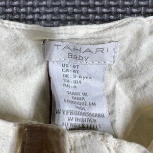Tahari Baby Girls Ivory Button-Front Dress With Ruffle & Gold Trim Size 4T